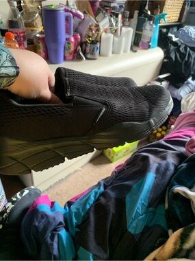 Skechers Black Slip-On Relaxed Fit Mesh Sneakers